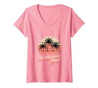 Womens The Original California Girl Cute Pink Girly California Palm V-Neck T-Shirt