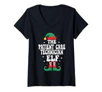 Womens The Patient Care Technician Elf Funny Christmas V-Neck T-Shirt