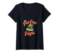 Womens The Paw Paw Papa Funny Fruit Gardening Design V-Neck T-Shirt