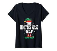 Women's The Pediatrics Nurse Elf Funny Christmas Matching Family V-Neck T-Shirt