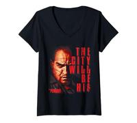 Women's The Penguin Face and City V-Neck T-Shirt