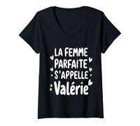 Womens The perfect woman is called Valérie Cadeau Funny Humor V-Neck T-Shirt