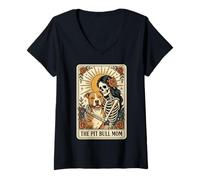 Women's The Pit Bull Mom Tarot Card V-Neck T-Shirt