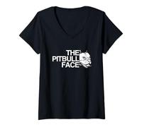 Womens The Pitbull Face Dog and Dog Holder V-Neck T-Shirt