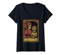 Womens The Pittie Mom Tarot Card Cute Pit Bull Smiling Pitbull Love V-Neck T-Shirt