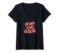Womens The Power of Gasoline in My Veins for Boys and Girls V-Neck T-Shirt
