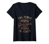 Womens The Power of The People is Greater Than The People in Power V-Neck T-Shirt