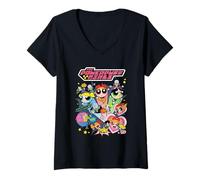 Womens The Powerpuff Girls Collage V-Neck T-Shirt