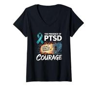 Womens The Presence of PTSD Doesn’t Mean The Absence of Courage V-Neck T-Shirt