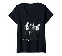 Womens The Pretenders B&W Band Photo By Simon Fowler V-Neck T-Shirt
