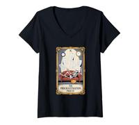 Womens The Procrastination Priest Tarot Skeleton Humor V-Neck T-Shirt
