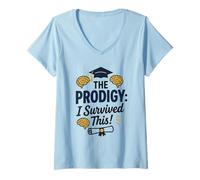 Women's The Prodigy Graduated Conquered Academic Journey V-Neck T-Shirt