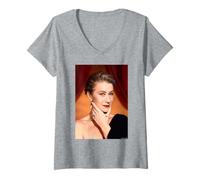 Womens The Queen Prime Suspect Helen Mirren by Michael Grecco V-Neck T-Shirt