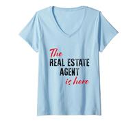 Womens The Real Estate Agent is here - Funny V-Neck T-Shirt
