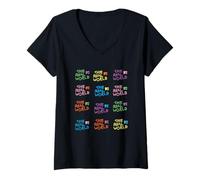 Womens The Real World Repeating Colorful Logos Retro Reality TV V-Neck T-Shirt