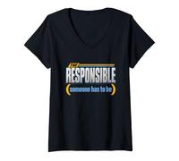Women's The Responsible Funny Family Group Sarcastic British Humour V-Neck T-Shirt