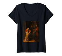 Womens The Return of The Prodigal Son by Rembrandt (1669) V-Neck T-Shirt