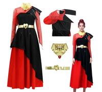 Womens The Rise of Red Queen of Hearts Costume Red Queen Dress Outfit Halloween Party Princess Red Costume L