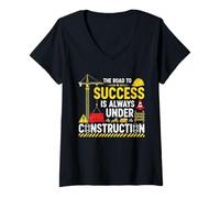 Womens The Road to Success is Always Under Construction V-Neck T-Shirt