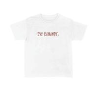 Womens The Romantic 2026 Concert Baby Tee - Medium - Cropped White Fitted T-Shirt with Red Graphic Print - Y2K Pop Tour Fan Top Wembley Summer Festival Hen Party Going Out