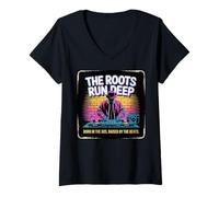 Womens The Roots Run Deep Hip Hop Rap V-Neck T-Shirt