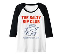Womens The Salty Sip Club Mediterranean Soul Fish Bottle Art Raglan Baseball Tee