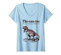 Womens The Saurus Funny Grammar Dinosaur V-Neck T-Shirt