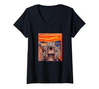 Women's The Scream Art Funny Hippo Meme V-Neck T-Shirt