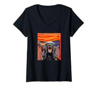 Women's The Scream Art Funny Honey Badger Meme V-Neck T-Shirt