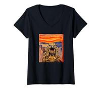 Women's The Scream Art Funny Tortoise Meme V-Neck T-Shirt