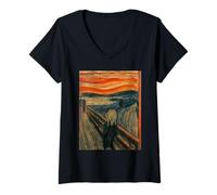 Women's The Scream (Cry) of Munch Expressionism Art V-Neck T-Shirt