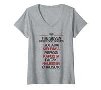 Womens The Seven Basic Food Groups for Polish People V-Neck T-Shirt