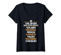 Womens The Seven Basic Food Groups for Polish People V-Neck T-Shirt