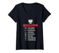 Womens The Seven Basic Food Groups Golabki Kielbasa Pierogi Polish V-Neck T-Shirt