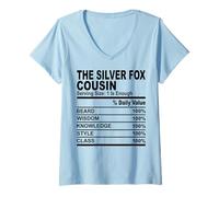 Womens The silver fox cousin nutrition fact funny cousins men women V-Neck T-Shirt