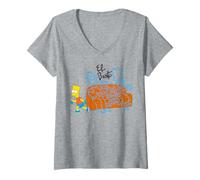 Women's The Simpsons El Barto Bart Graffiti of Family On Sofa V-Neck T-Shirt