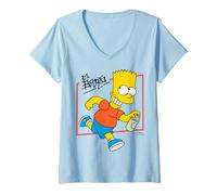 Women's The Simpsons El Barto Bart Running & Smiling Dark Text V-Neck T-Shirt