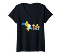 Womens The Simpsons Marge Homer Beard Lisa Maggie Kiss V-Neck T-Shirt