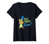 Womens The Simpsons Marge Simpson Best Mom Ever V-Neck T-Shirt