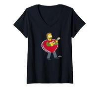 Womens The Simpsons Ned Flanders Singing Heart V-Neck T-Shirt
