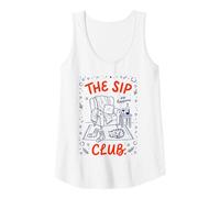 Womens The Sip Club Wine Drinker Sip Happens Funny Pun Cat Tank Top