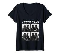 Womens The Skunks Rocker Funny Animals Rock Music Emo Punk Band V-Neck T-Shirt