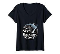 Womens The Sky is My Backyard Stargazing Sky Astronomy V-Neck T-Shirt