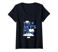 Womens The Sky's No Limit Motivational Quote V-Neck T-Shirt