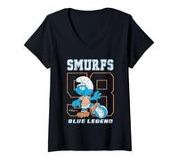 Women's The Smurfs #58 Blue Legend Soccer Jersey Design Cartoon V-Neck T-Shirt