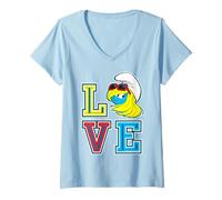 Womens The Smurfs Movie Smurfette Love College Sports Text V-Neck T-Shirt