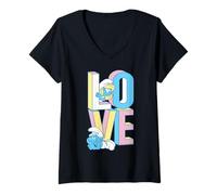 Womens The Smurfs Movie Smurfette Love Valentine's Day V-Neck T-Shirt