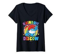 Women's The Smurfs Papa Smurf Rainbow Discow V-Neck T-Shirt