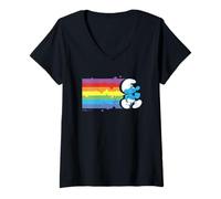 Women's The Smurfs Smurf Rainbow Flag V-Neck T-Shirt