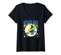 Womens The Smurfs Witching Hour Smurfette Halloween Retro Cartoon V-Neck T-Shirt
